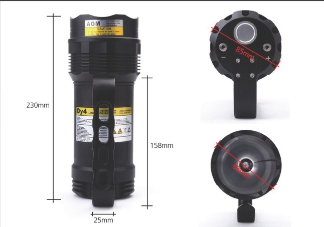 HID-diving-light-FH-08-dimensions